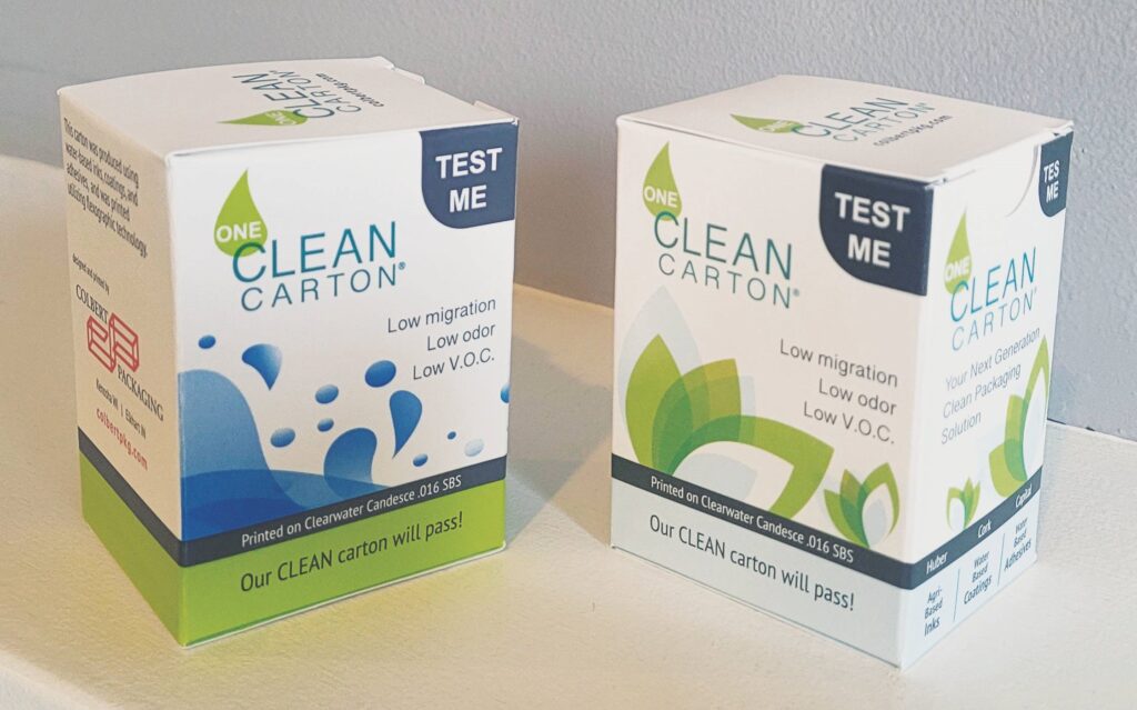 One Clean Carton® with Water- and Agri-based Printing Tests Safe for Pharmaceutical and Food-Safe Secondary Packaging